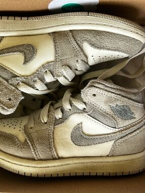 Jordan White and Gray Lace-Up Sneaker